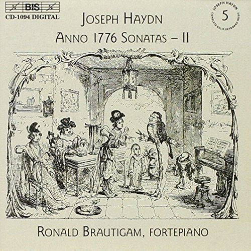 CD cover: vintage illustration of people in a parlor, Haydn music.