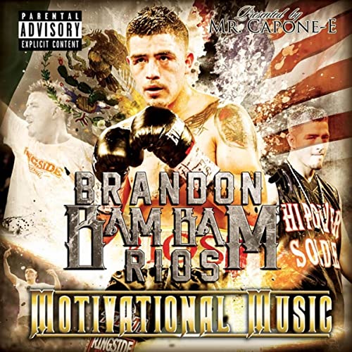 CD cover featuring boxer Brandon Rios with patriotic and boxing imagery.