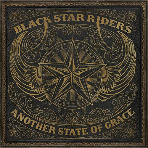 Black vinyl record album cover with gold star and wing design.