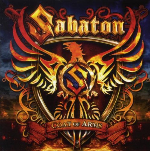 "Album cover art for 'Sabaton - Coat Of Arms' featuring a stylized phoenix and coat of arms."