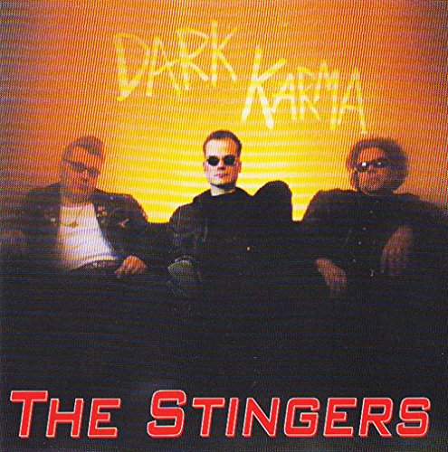 CD cover for The Stingers’ “Dark Karma” featuring three men in sunglasses.