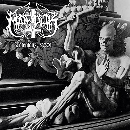 Black and white album cover featuring a skeletal figure and ornate design.