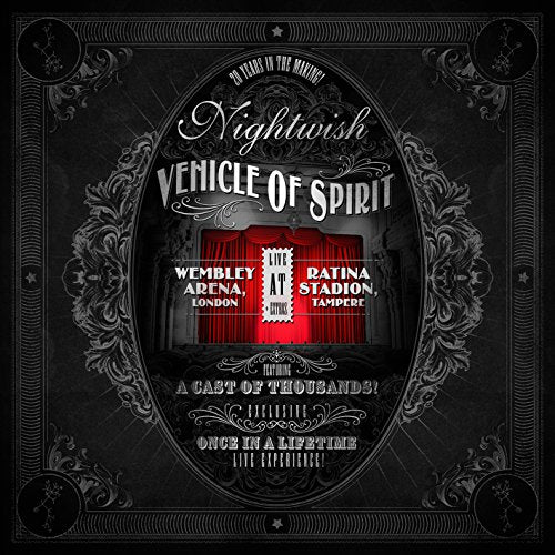 Black DVD cover with ornate design, featuring "Nightwish" and "Vehicle of Spirit" in white text.