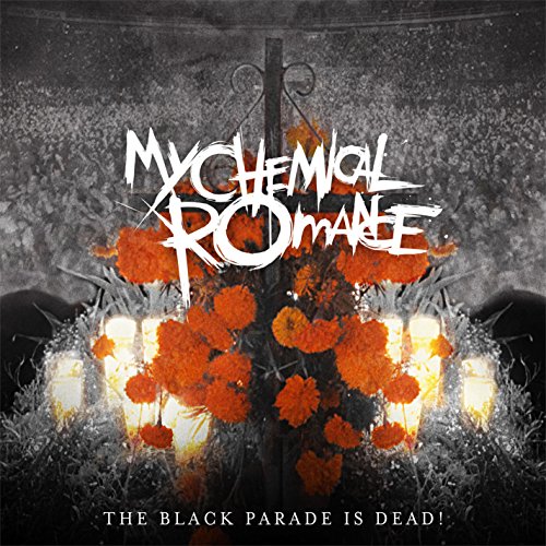 My Chemical Romance album cover featuring a black and white grave with orange flowers.