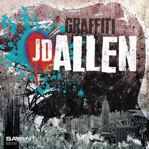 Album cover for JD Allen's "Graffiti" with cityscape, paint splatters, and bold typography.