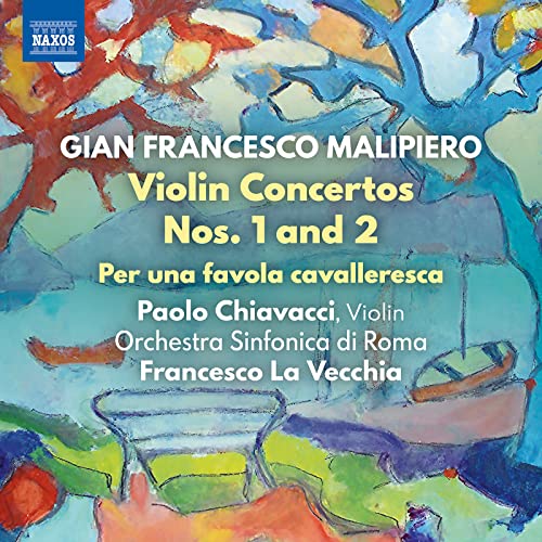 CD cover for Malipiero violin concertos, featuring abstract painted imagery.