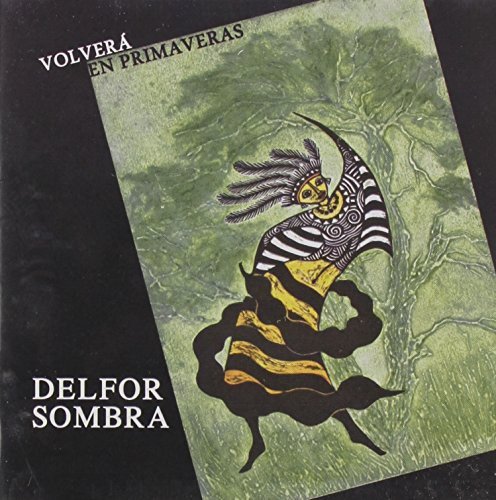 CD cover with abstract figure in black and yellow on green background.