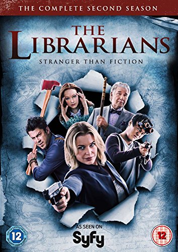 DVD cover for "The Librarians" Season 2, featuring main characters emerging from torn paper.