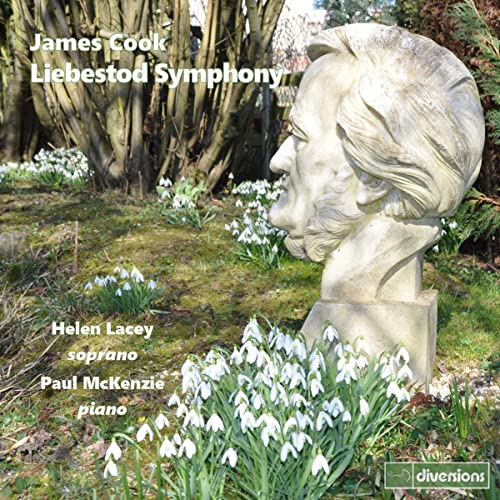 CD cover featuring a stone bust surrounded by white snowdrops.