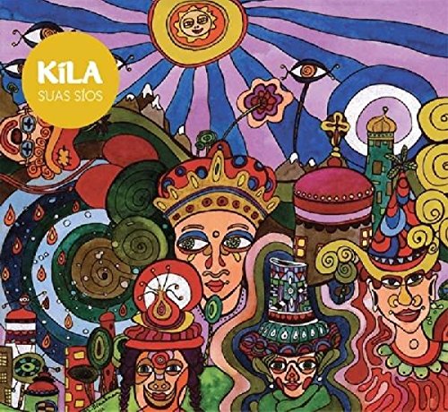CD cover for Kila’s “Suas Síos” featuring colorful, whimsical folk art.