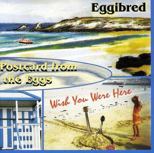 "Album cover featuring a beach scene with a blue border and text overlays."