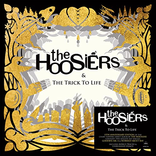 Album cover for The Hoosiers’ “The Trick To Life” with gold ornate design.