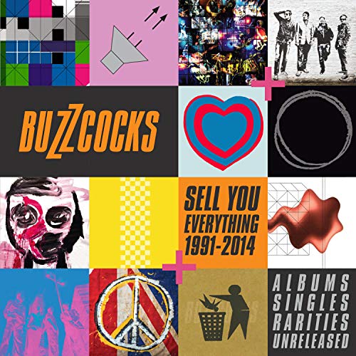"Collage of 12 images, including band name, album art, and abstract shapes."