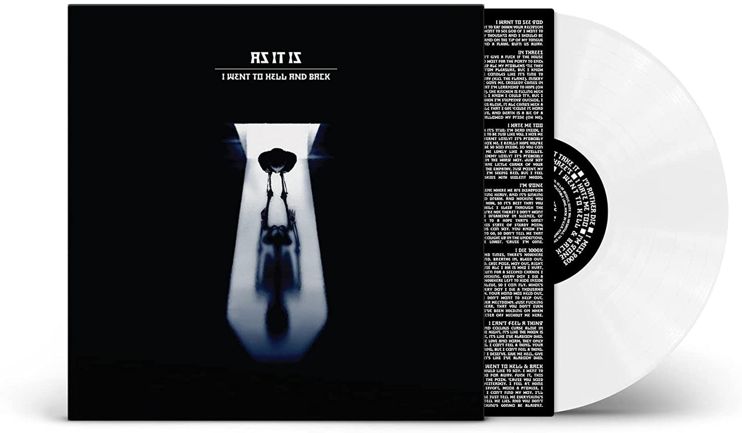 "Black album cover with white text and a silhouette of a person in a coffin."