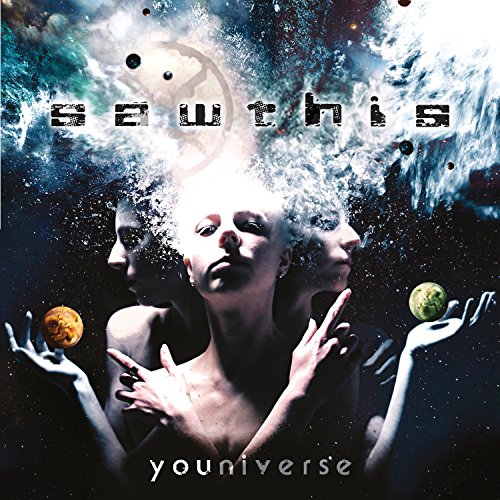 CD cover for Sawthis’ “Youniverse” featuring a face and planetary imagery.