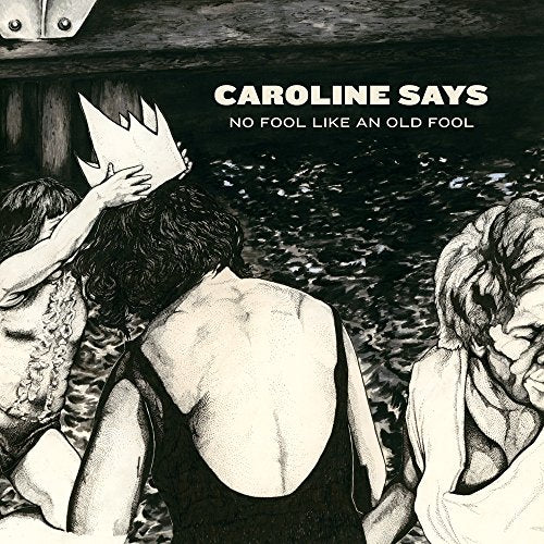 Black and white album cover for Caroline Says, featuring figures and text.