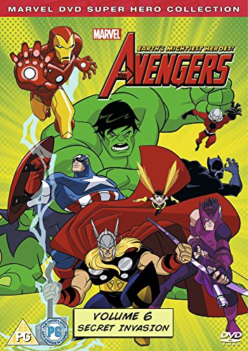 "Avengers DVD cover featuring cartoon superheroes, including the Hulk, on a green background."