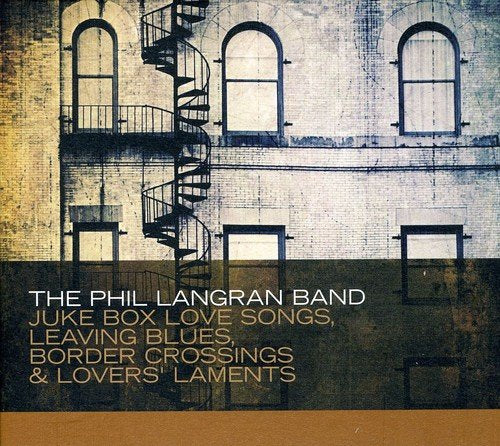 "Album cover featuring a building facade with a spiral staircase and text overlay."