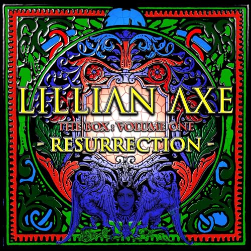 Lillian Axe "Resurrection" 7CD box set cover with ornate, colorful design.