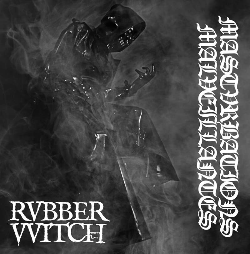 Dark album cover featuring a masked figure holding a knife, gothic lettering.