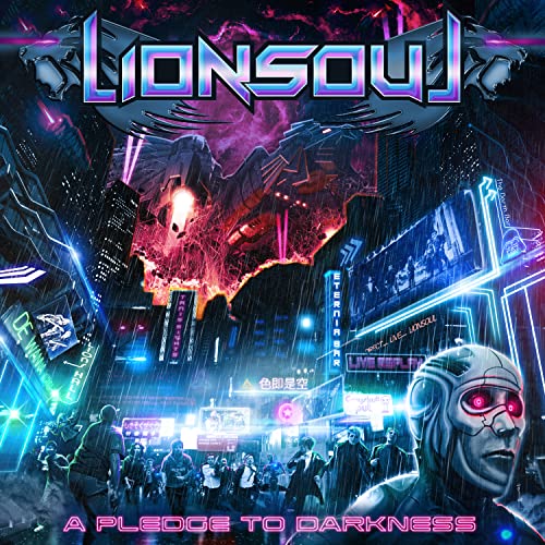 CD cover art: futuristic cityscape with neon lights and a shadowy figure.