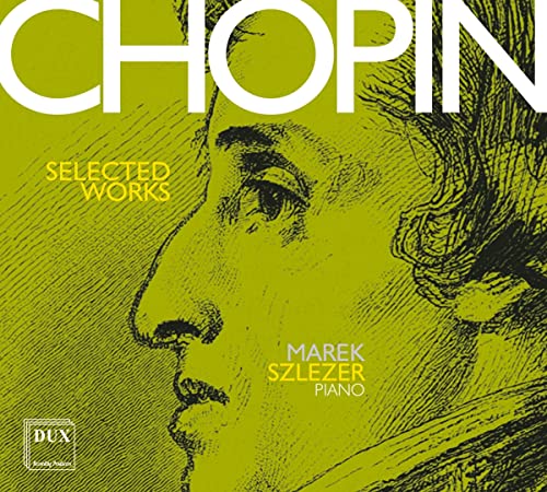 CD cover featuring a portrait of Fryderyk Chopin, yellow background.
