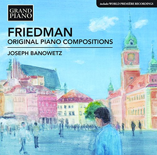 "CD cover featuring a watercolor painting of a man in a city square."