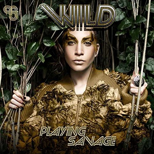 The image depicts a woman in a gold outfit surrounded by foliage, with "Wild" and "Playing Savage" text.