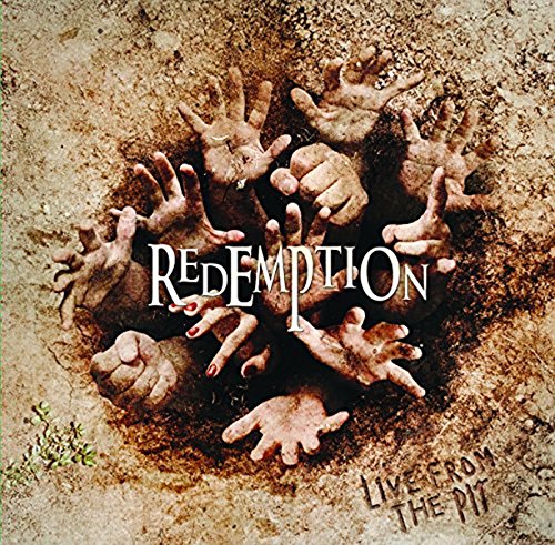 "Album cover with 'Redemption' text, showing hands reaching out of a dirt pit."