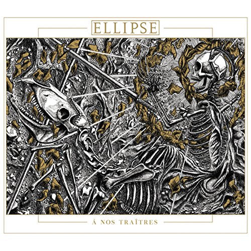 "Album cover with skeletons and gold leaves, titled 'Ellipse' and 'A Nos Traîtres'."