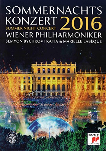 DVD cover for "Sommernachtskonzert 2016" featuring Schönbrunn Palace and fireworks.