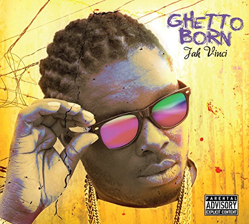 "CD cover art featuring a man wearing sunglasses, with 'Ghetto Born' written in purple."