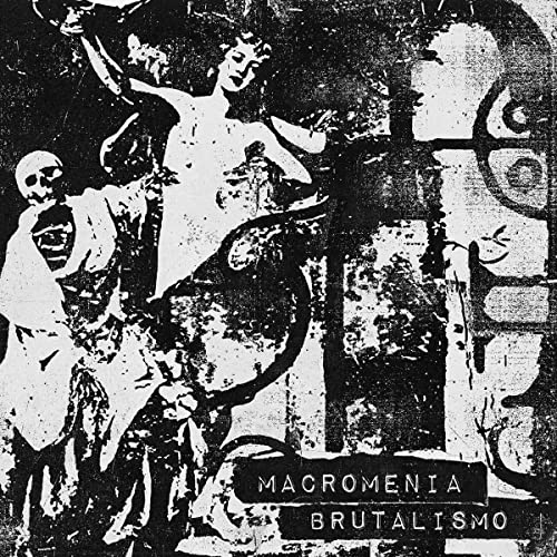 Black and white CD cover with distorted figures and brutalist architecture.