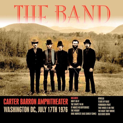 The Band album cover featuring five men in dark suits, landscape background.
