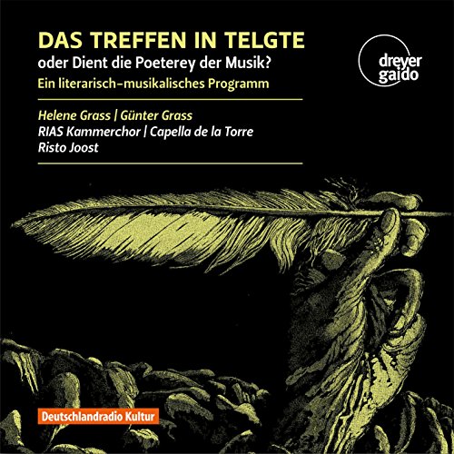 CD cover: gold feather held by a hand, text “Das Treffen in Telgte”.