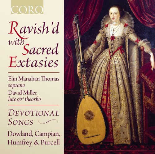 CD cover featuring a Renaissance woman with a lute, ornate dress, and red curtain.