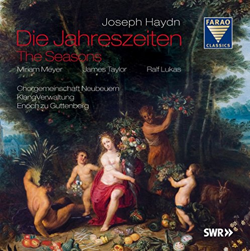 CD cover for Haydn’s “The Seasons” featuring classical figures and fruit.