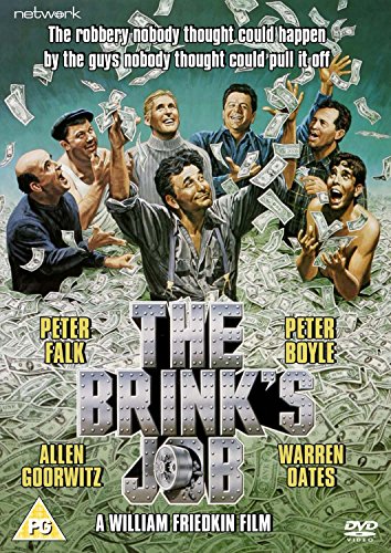 DVD cover for "The Brinks Job" featuring men surrounded by money.