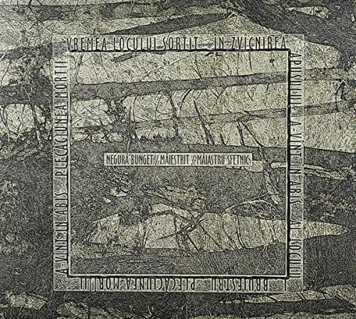 Grayscale forest floor image framed by text, featuring Negura Bunget album title in center.