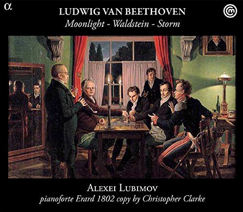 "CD cover featuring a classical painting of men gathered around a piano."