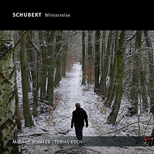 CD cover: lone figure walking down a snowy path in a forest.