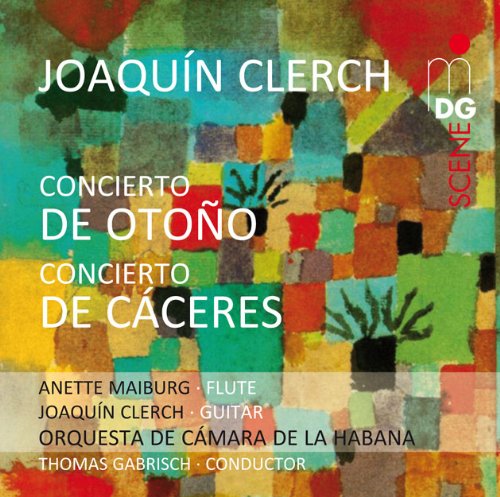 A CD cover with multicolored mosaic background, white and black text, and a logo.