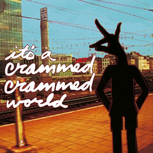 "CD cover with silhouette of person with rabbit ears and cityscape background."