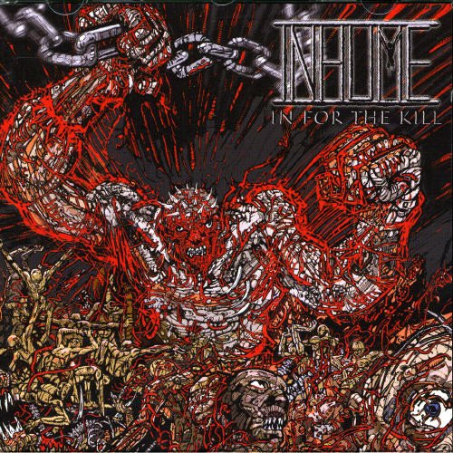 Album cover art: grotesque, skeletal figure surrounded by zombies and red, sinewy tendrils on a black background.