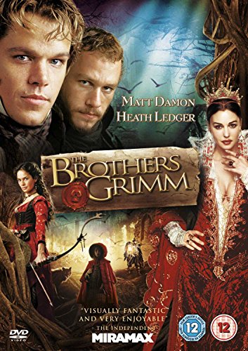 DVD cover for "The Brothers Grimm" featuring main actors and a fantasy scene.