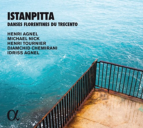 "CD cover with blue water and railing, featuring 'Istanpitta' title and artist names."