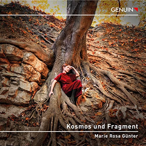 CD cover: woman in red dress resting among tree roots.
