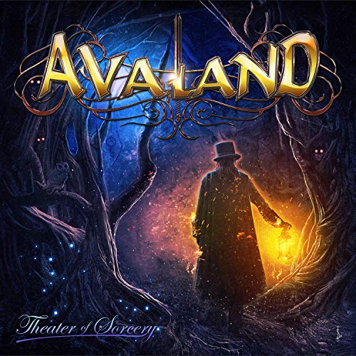 Avaland album cover: a shadowy figure with a lantern in a dark forest.