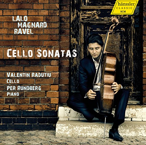 CD cover featuring a cellist and pianist, with composers’ names listed.