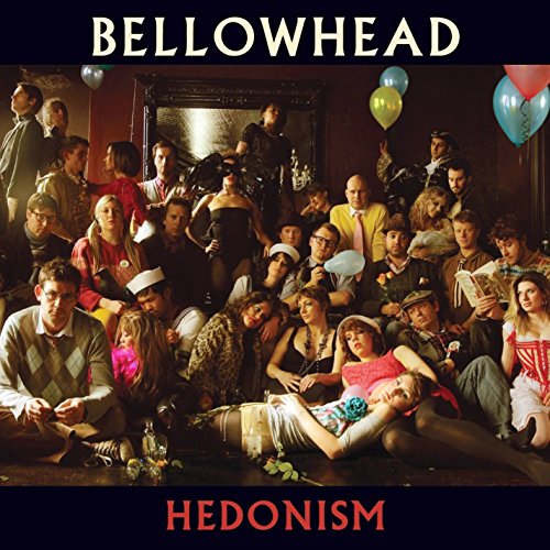 Album cover with a group of people in a party scene, surrounded by balloons.